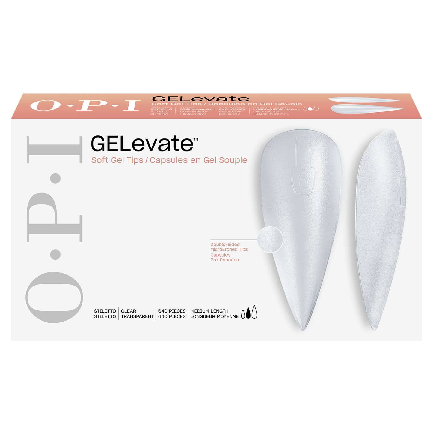 OPI GELevate Soft Gel Tips | Stiletto 640ct