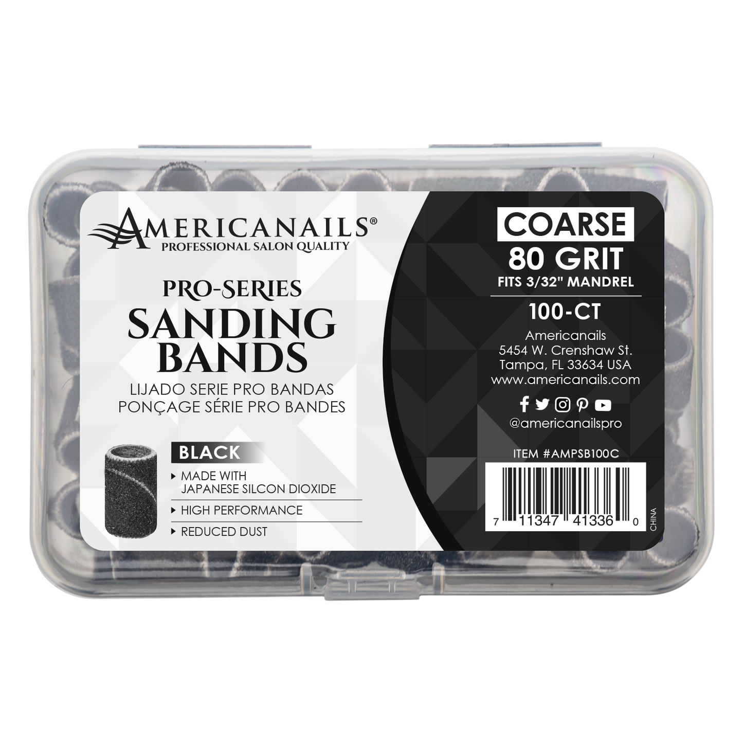 Bandas de lijado negras Americanails Pro-Series (100 unidades)