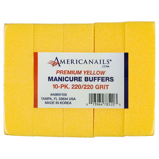 Americanails Premium Yellow Manicure Block Buffers | 220 Grit 10ct