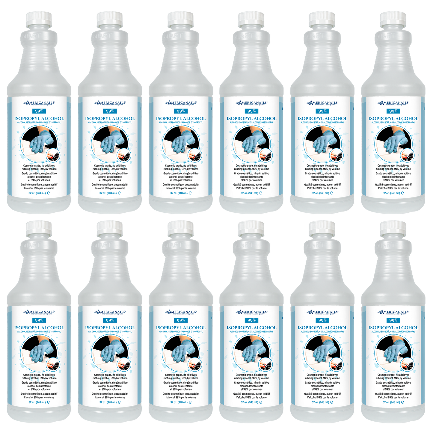 Americanails 99% Alcohol, caja de 32 oz (paquete de 12)