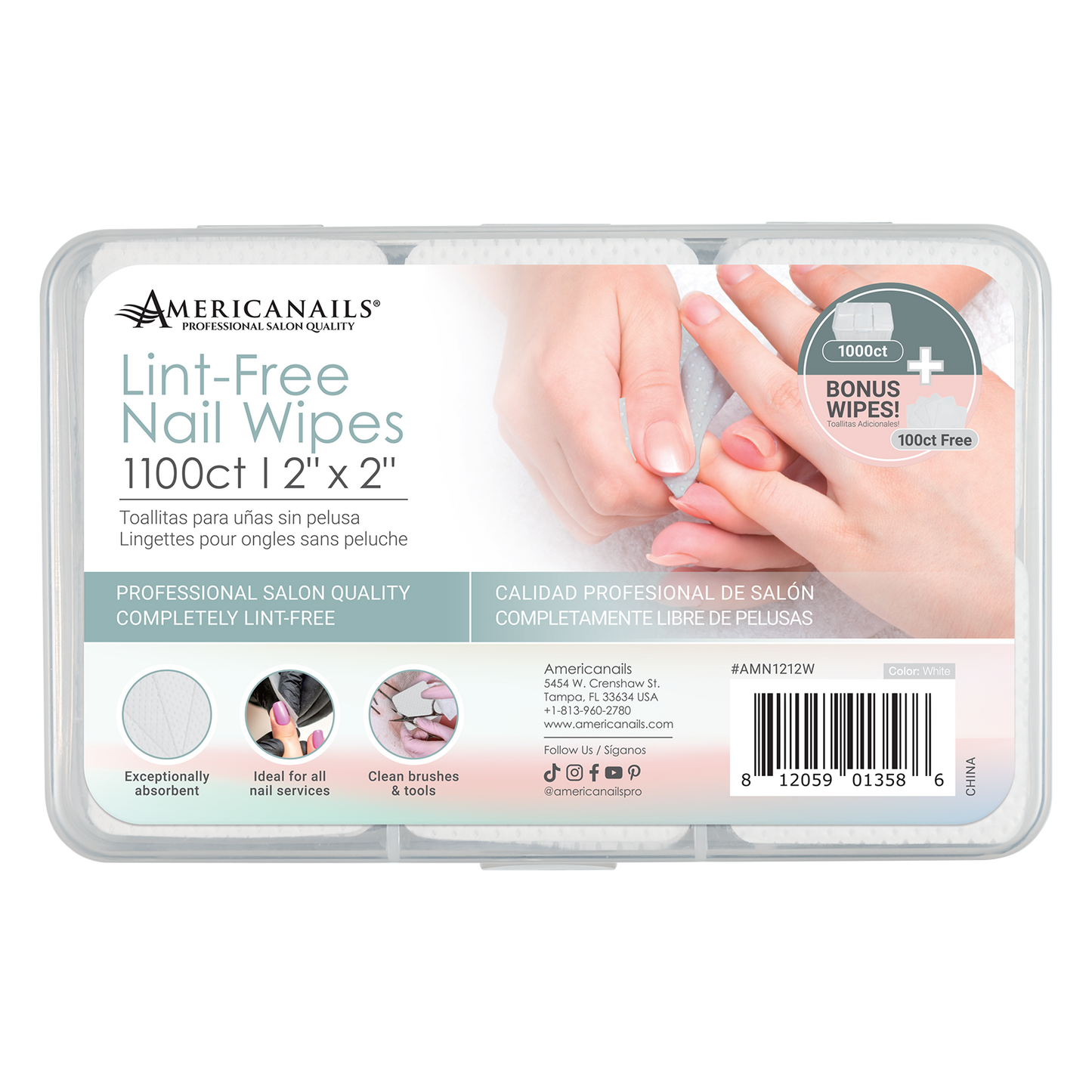 Americanails Lint-Free Nail Wipes 1100ct