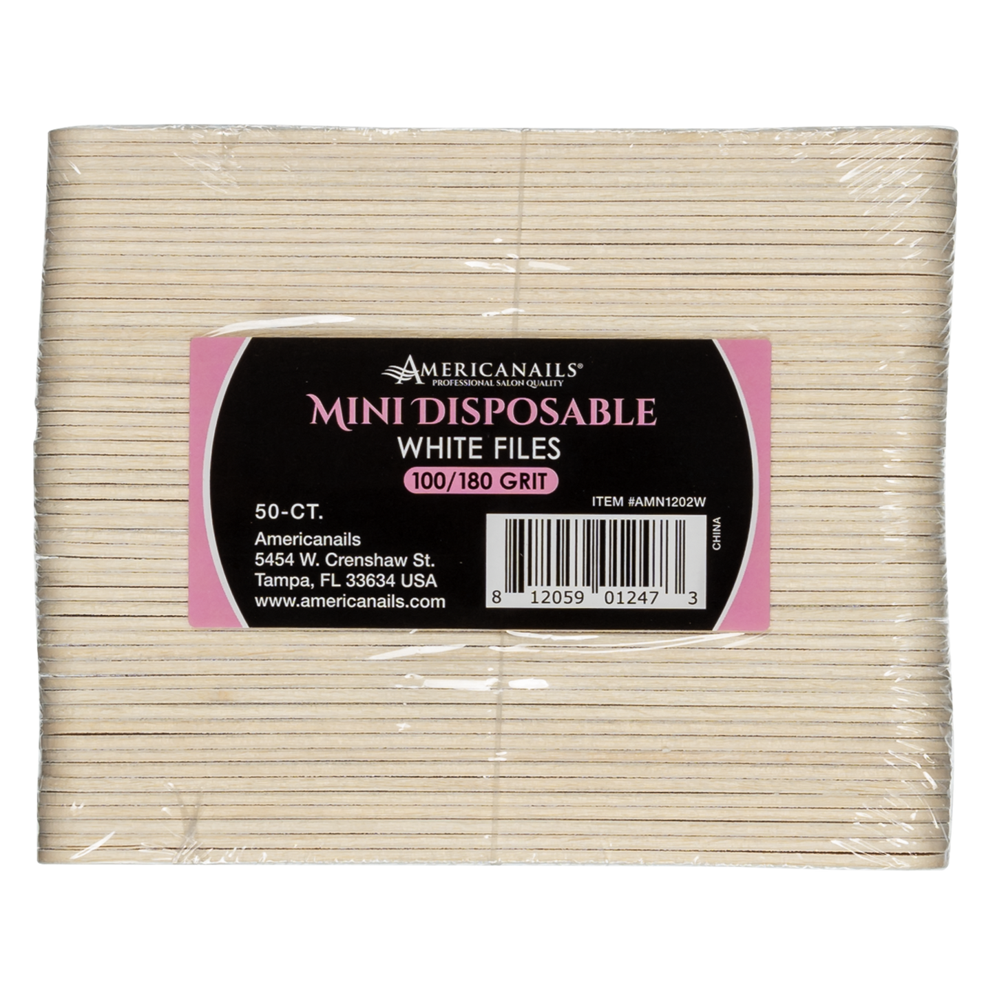Mini Disposable White Files | 100/180 Grit 50ct