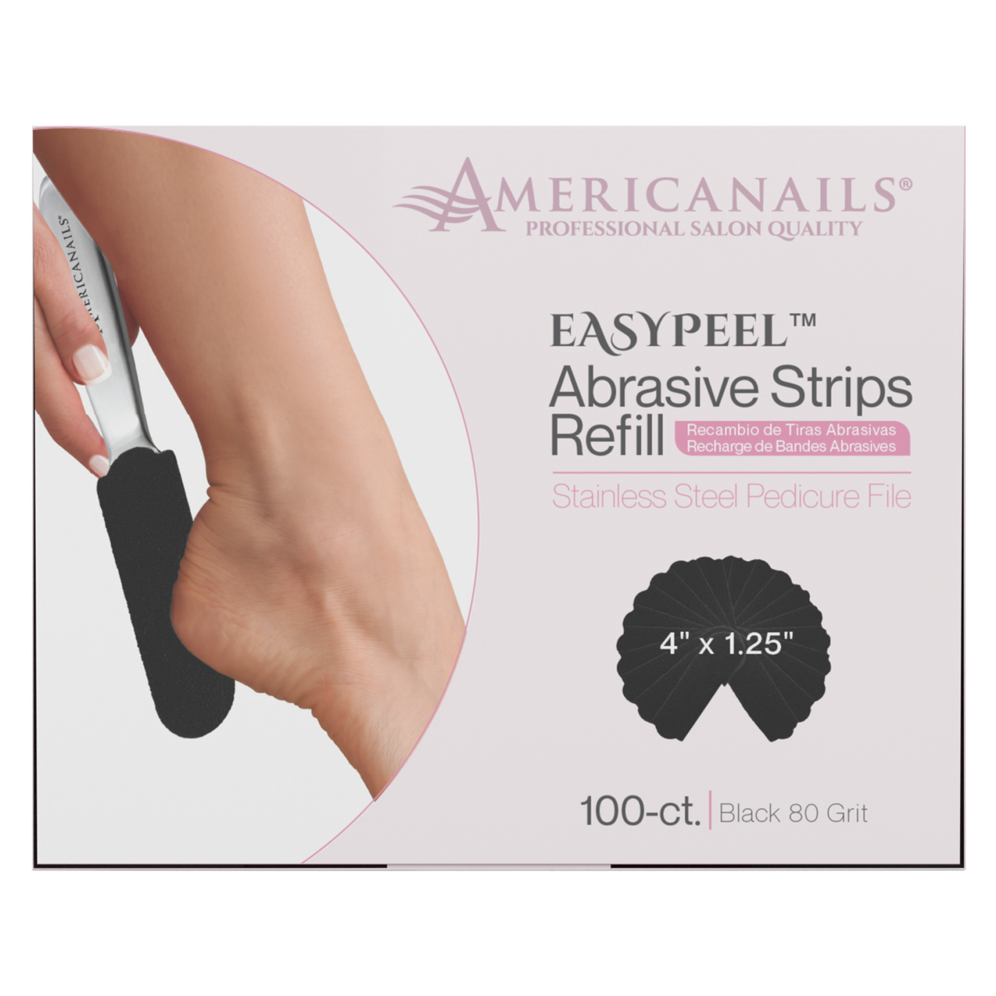 Americanails EasyPeel Pedicure Abrasive Strip | Black 80 Grit 100ct