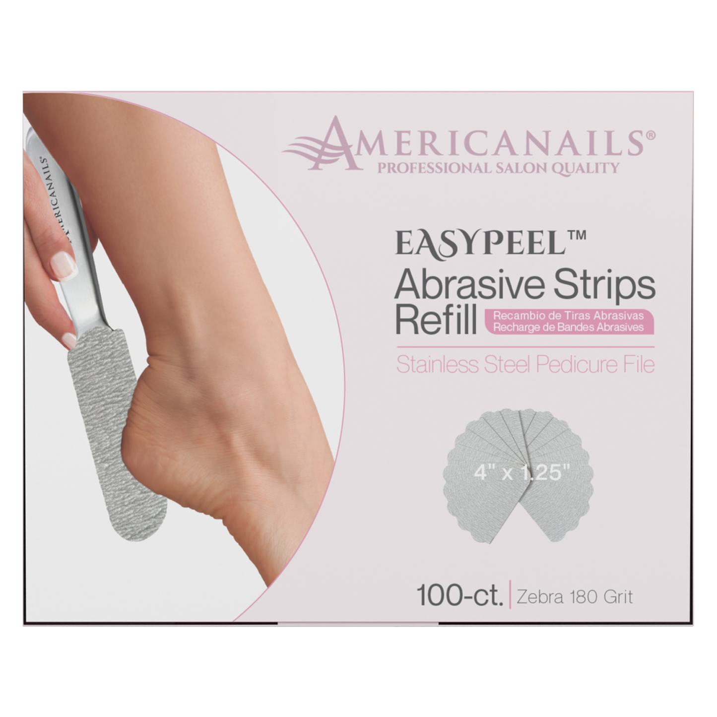 Americanails EasyPeel Pedicure Abrasive Strip | Zebra 180 Grit 100ct