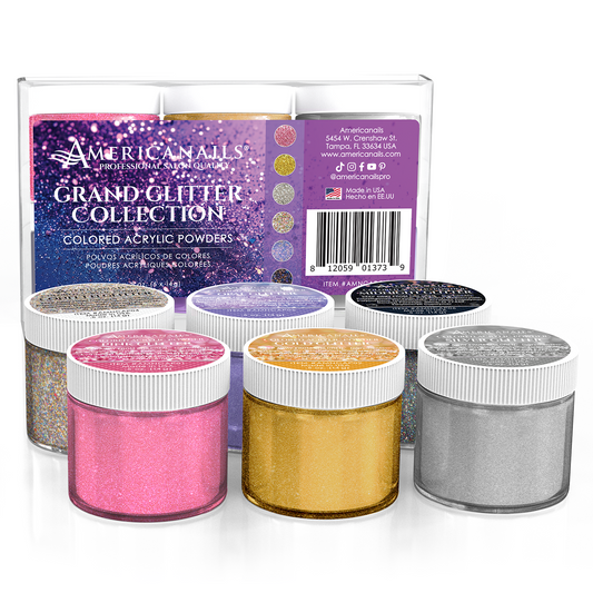 Americanails Colored Acrylic Powders | Grand Glitter Collection Kit