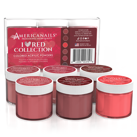 Americanails Colored Acrylic Powders | I ♥️ Red Collection Kit