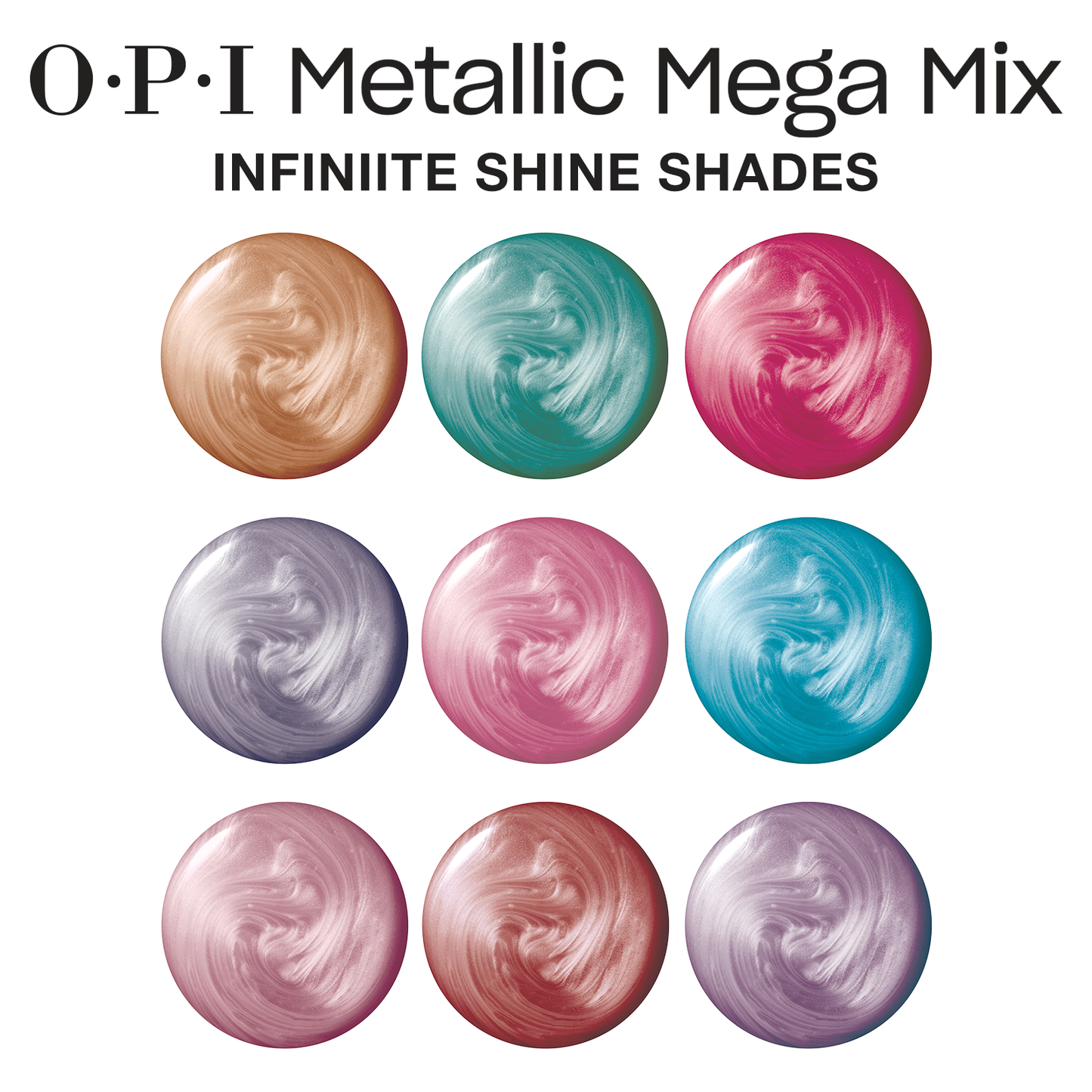 OPI Metallic Mega Mix Collection Infinite Shine Display 12ct