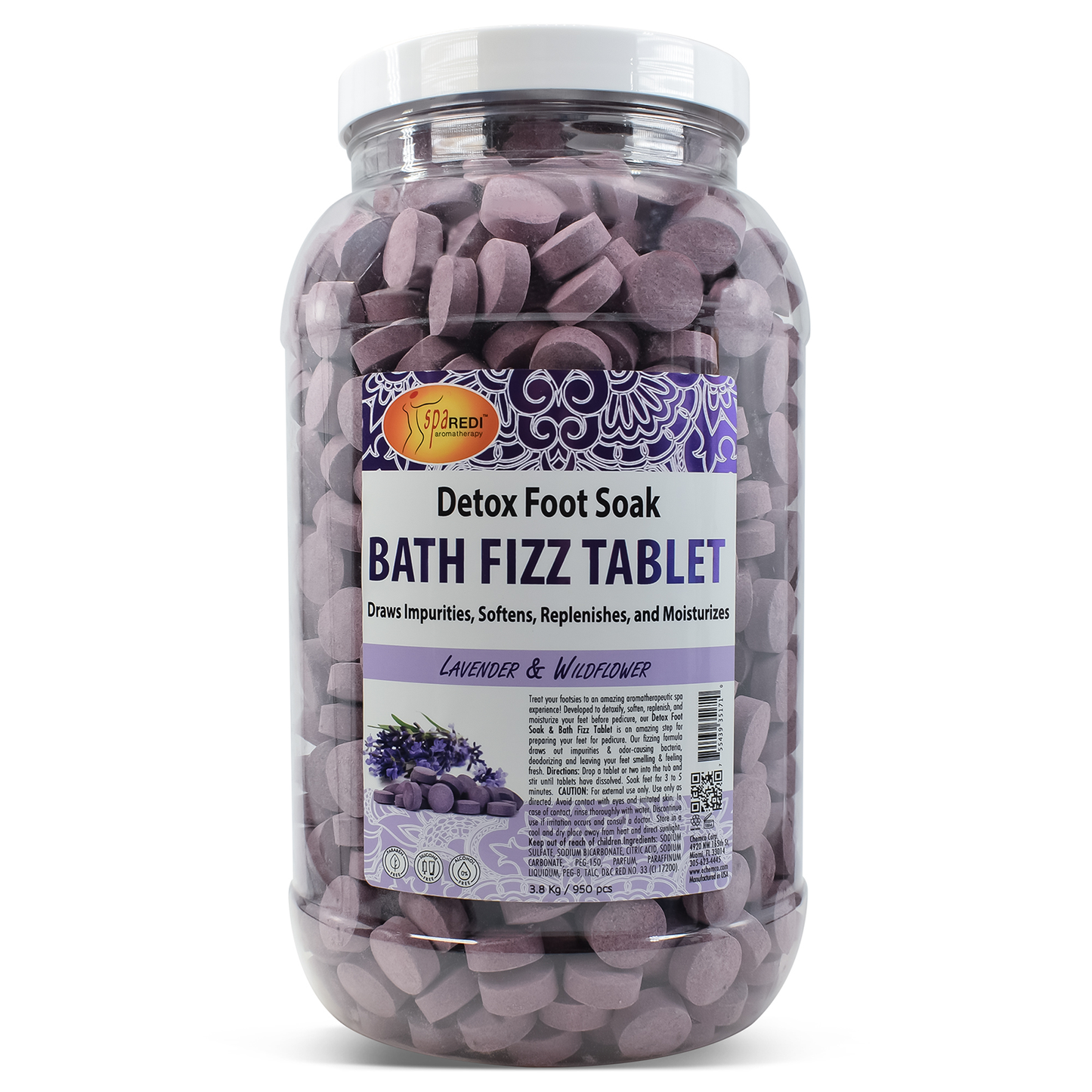 Spa Redi Bath Fizz Tablets | Lavender & Wildflower 950ct