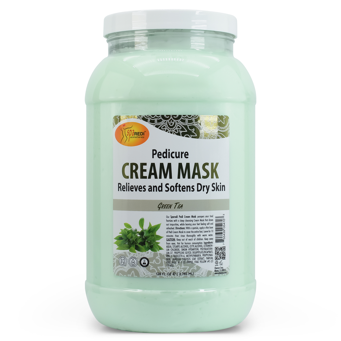 Spa Redi Pedi Cream Mask | Green Tea Gallon Case (4 Pack)