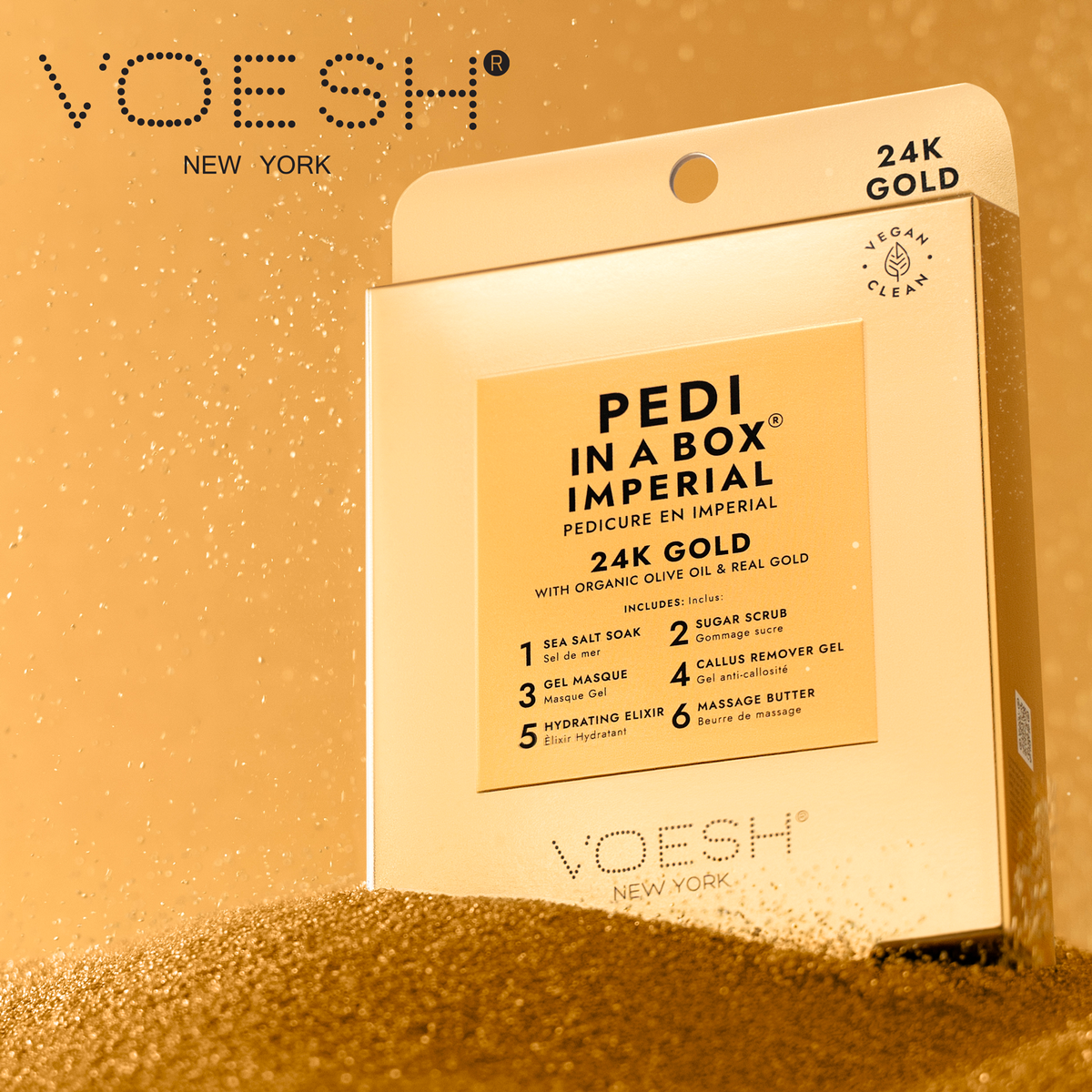 Voesh Pedi In A Box Imperial 6 Step I 24K Gold Case (30 Pack)