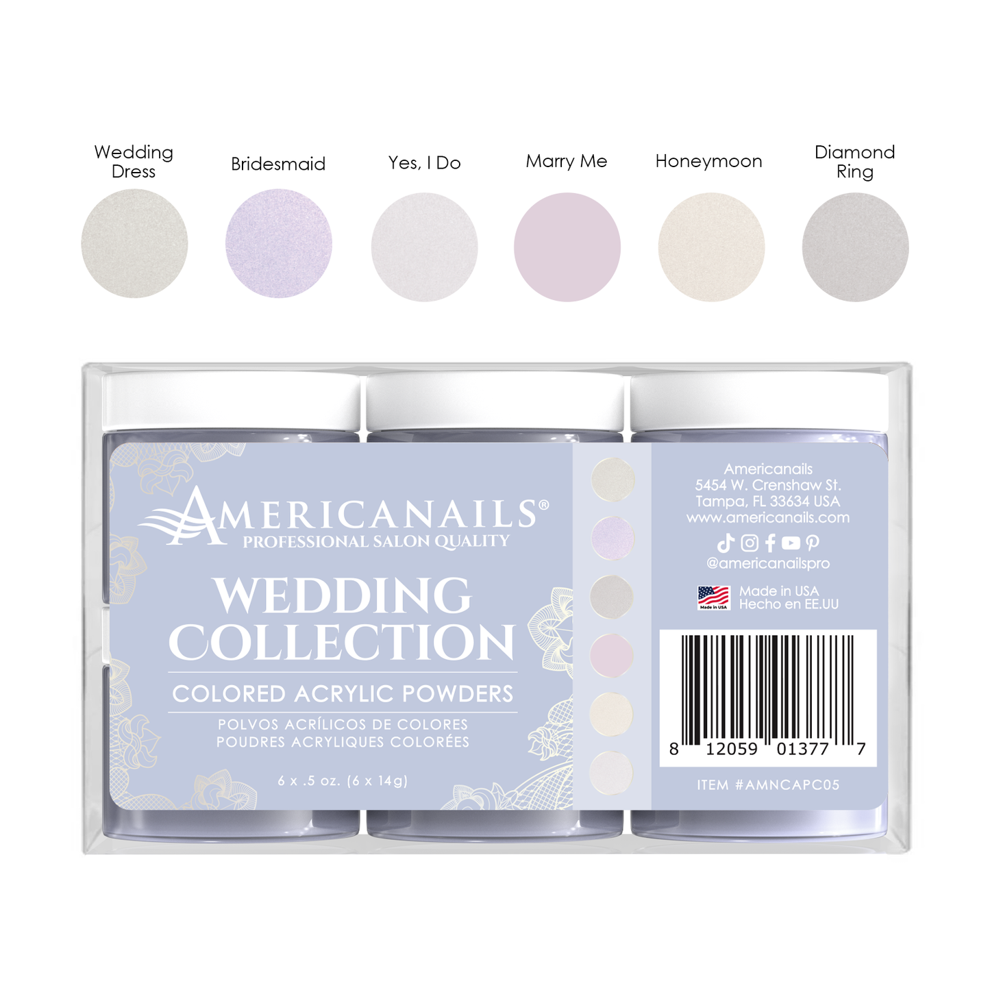 Americanails Colored Acrylic Powders | Wedding Collection Kit