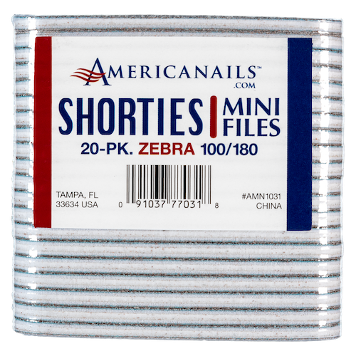 Americanails Shorties Mini Cushioned File | Zebra 100/180 20ct
