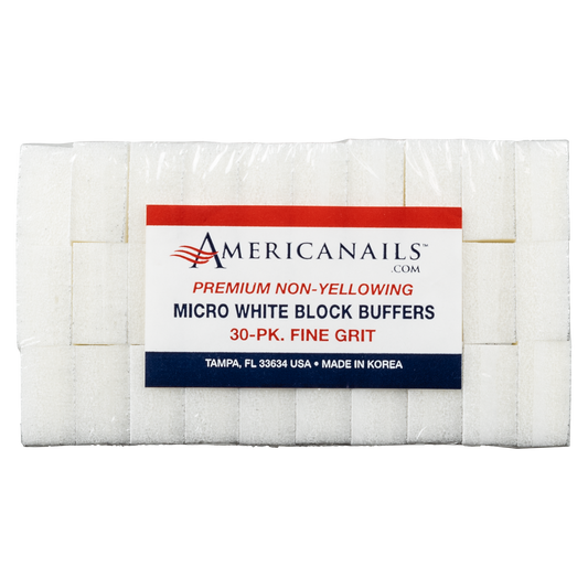 Americanails Premium Micro White Block Buffers | 120 Grit Case 1500ct