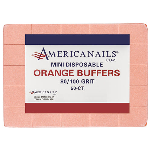 Americanails Disposable Mini Orange Buffers | 80/100 Grit 50ct