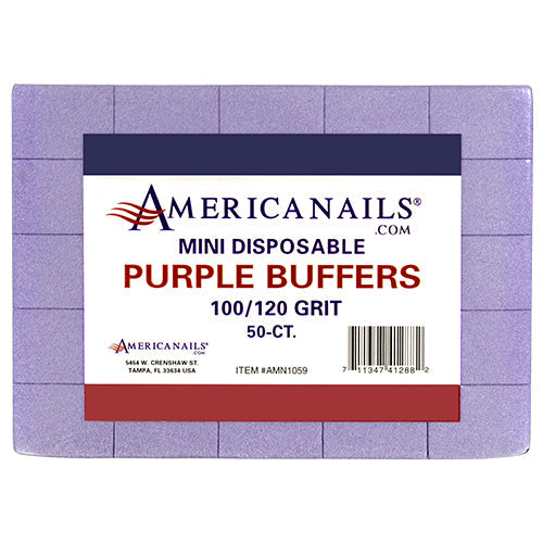 Americanails Disposable Mini Purple Buffers | 100/120 Grit Case 1500ct