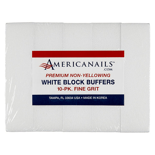 Americanails Premium White Block Buffers | 120 Grit 10ct