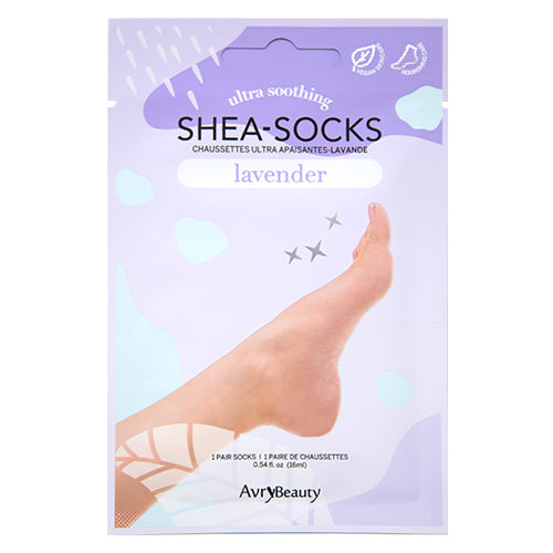 Calcetines de manteca de karité para pedicura sin agua AvryBeauty | Lavanda (1 unidad)