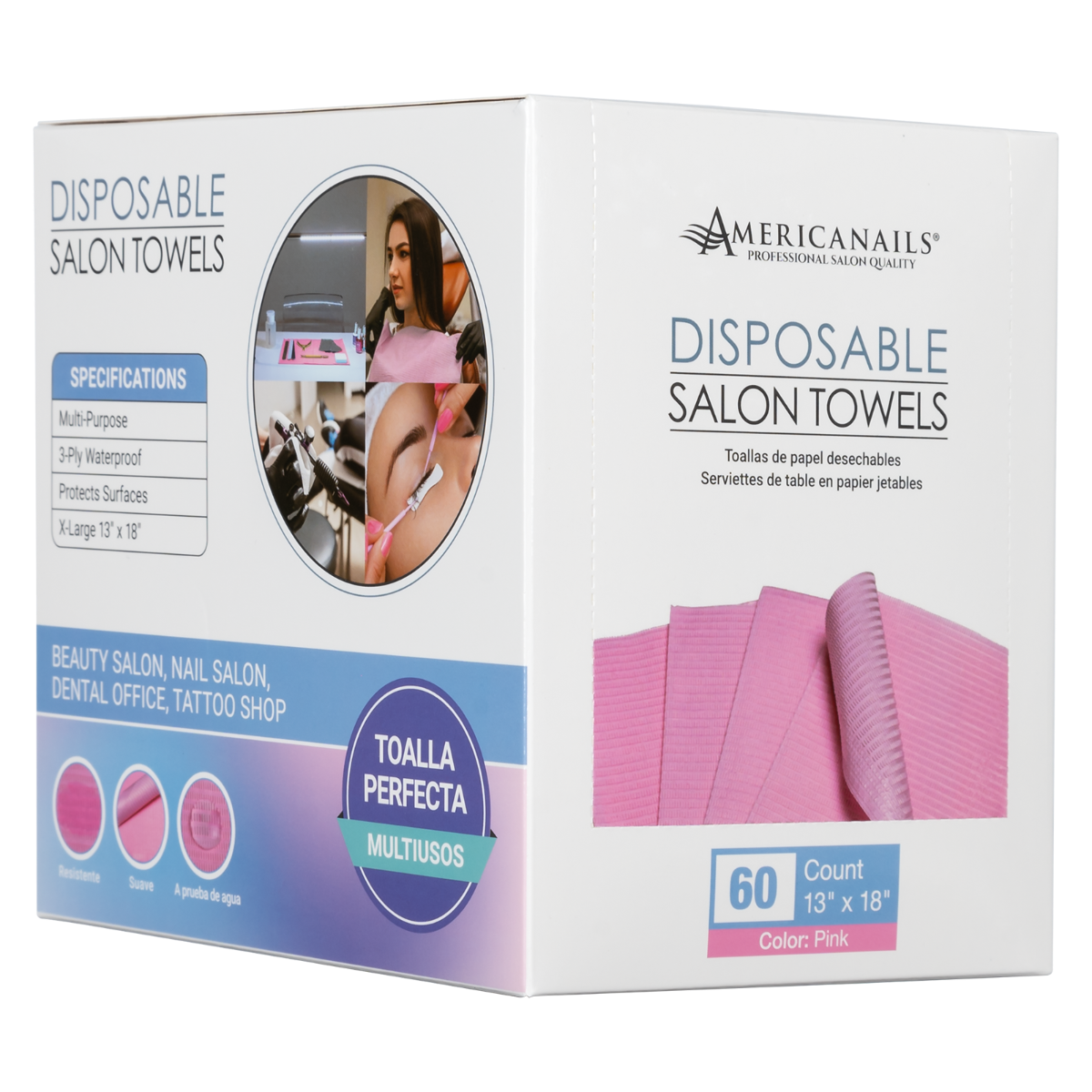 FREE Americanails Disposable Salon Towels | Pink 60ct (PROMO)