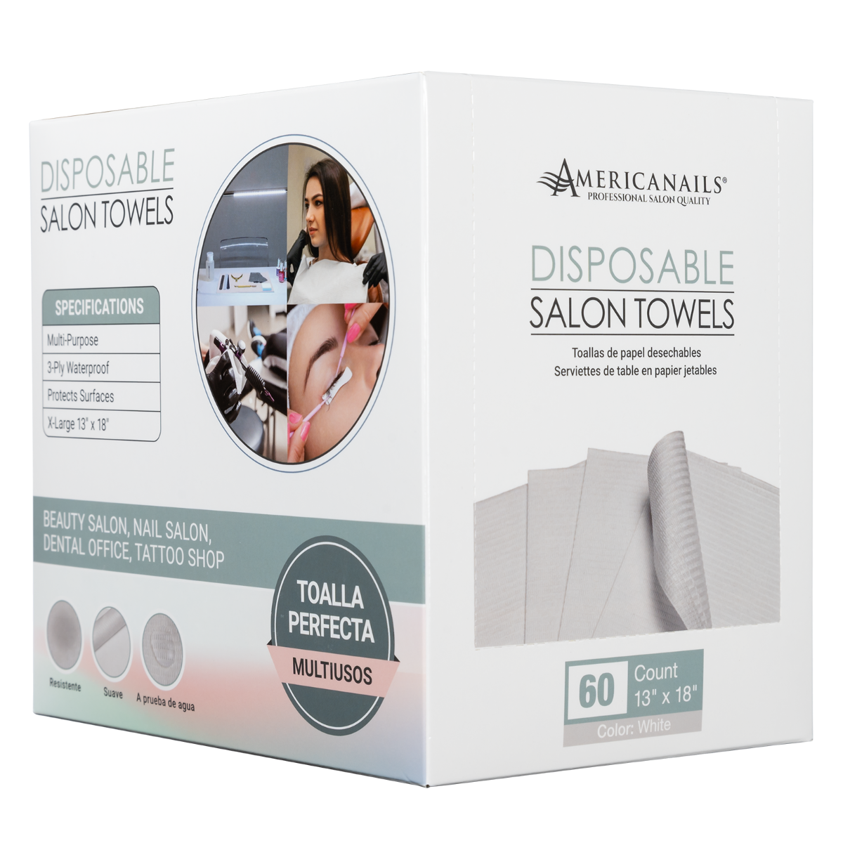 FREE Americanails Disposable Salon Towels | White 60ct (PROMO)