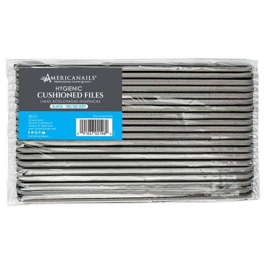 Limas higiénicas acolchadas negras Americanails (20 unidades)