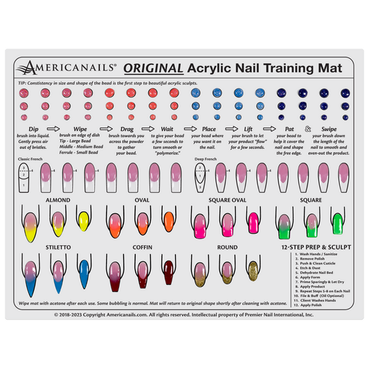 Americanails Silicone Acrylic Application Nail Tech Training Mat
