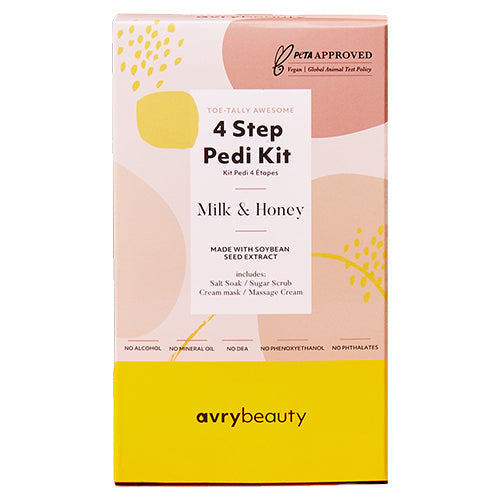 Kit de pedicura de 4 pasos de AvryBeauty | Estuche de leche y miel (paquete de 50)