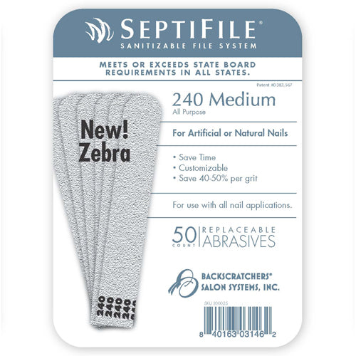 Backscratchers SeptiFile Zebra 240 Grit 50ct