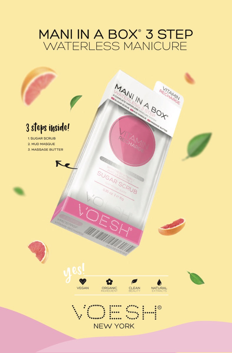 Voesh Mani In A Box Waterless 3 Step | Vitamin Recharge Case (50 Pack)