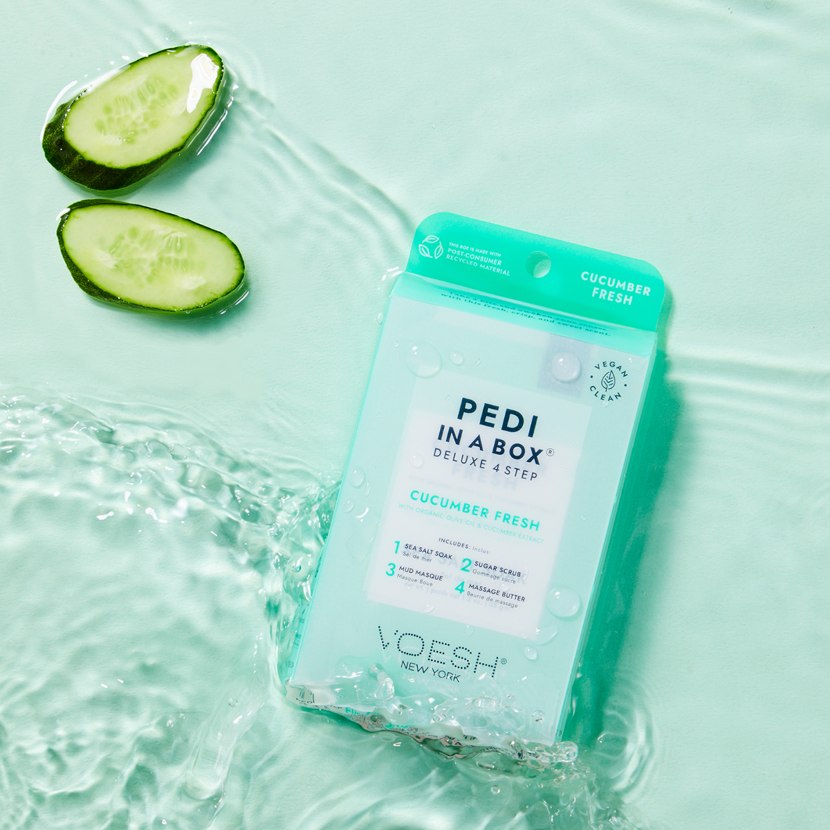 Voesh Pedi In A Box Deluxe 4 Step | Cucumber Fresh Case (50 Pack)