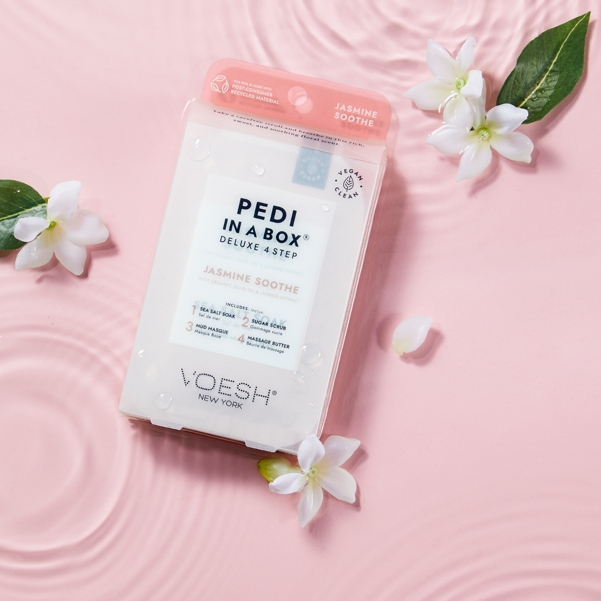 Voesh Pedi In A Box Deluxe 4 Step | Jasmine Soothe Case (50 Pack)
