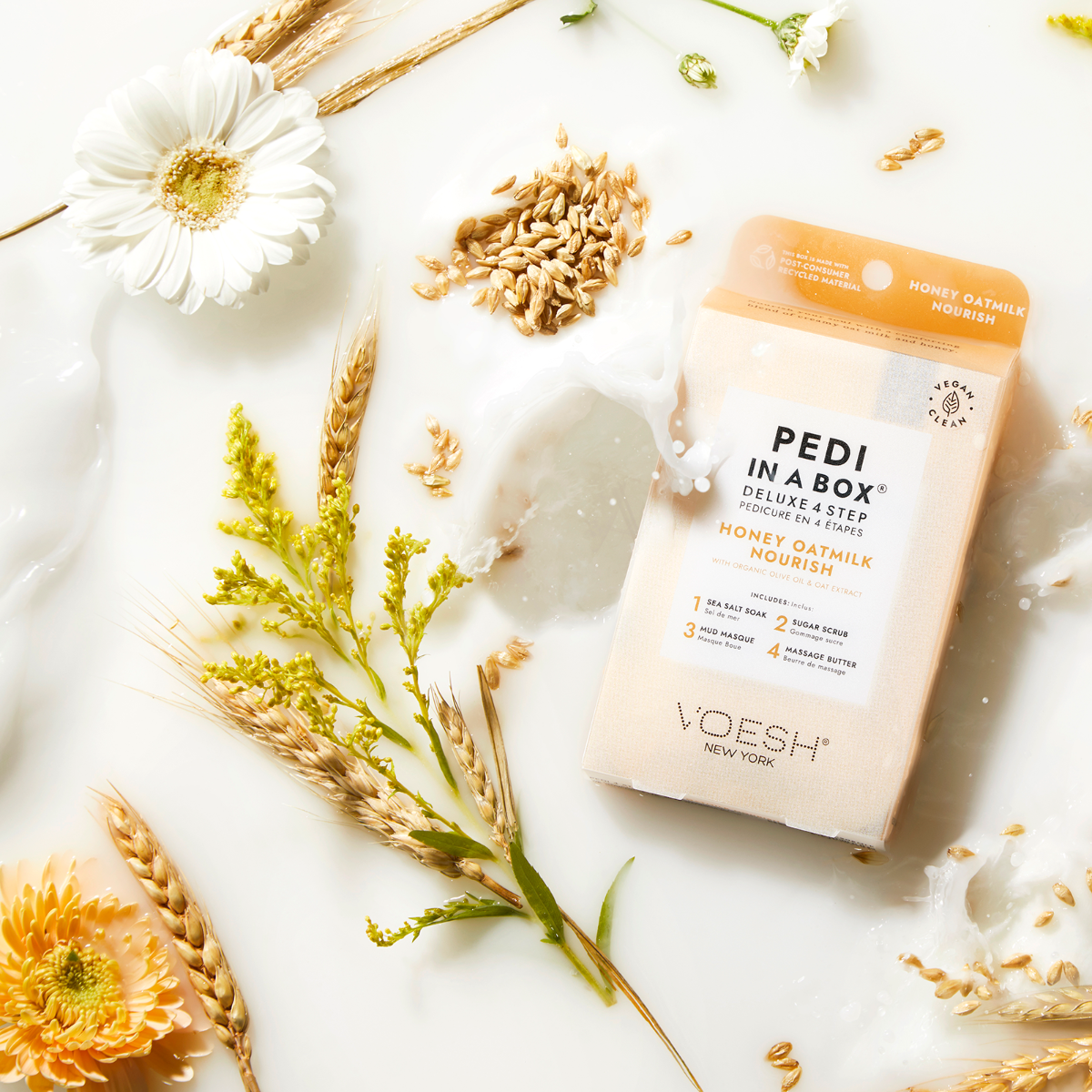 Voesh Pedi In A Box Deluxe 4 Step | Honey Oatmilk Case (50 Pack)