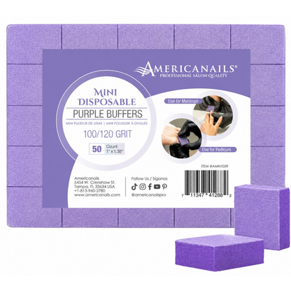Minipulidores morados desechables Americanails | Estuche de 1500 unidades, grano 100/120 