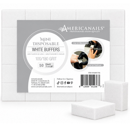 Americanails White Mini Buffers | 100/180 Grit Case 1500ct