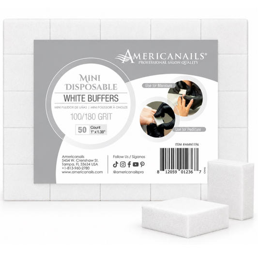 Minipulidores blancos desechables Americanails | Estuche de 1500 unidades, grano 100/180 