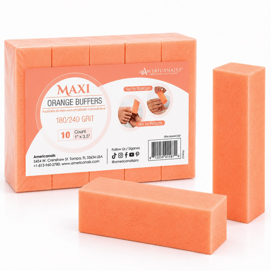 Americanails Disposable Maxi Orange Buffers | 180/240 Grit 10ct