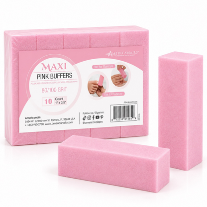 Americanails Disposable Maxi Pink Buffers | 80/100 Grit 10ct