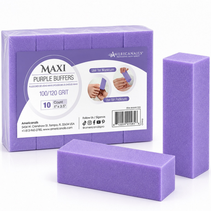 Americanails Disposable Maxi Purple Buffers | 100/120 Grit 10ct