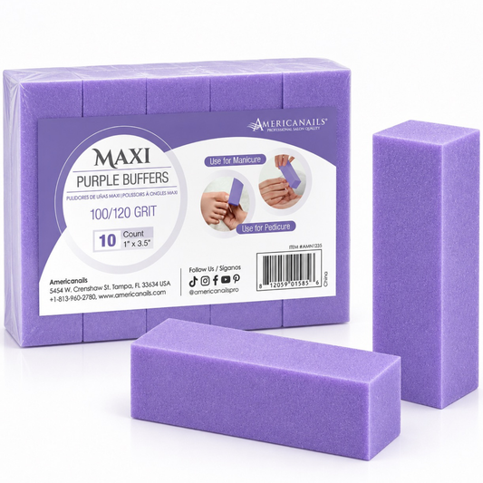 Americanails Disposable Maxi Purple Buffers | 100/120 Grit 10ct