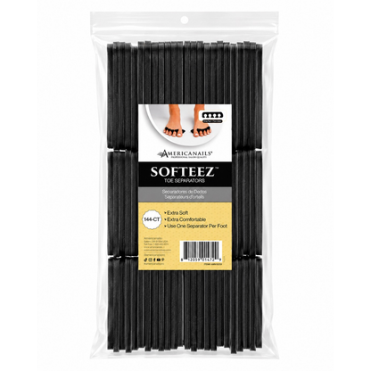 Americanails Softeez Toe Separators | Pure Black Case 2880ct (20 Packs)