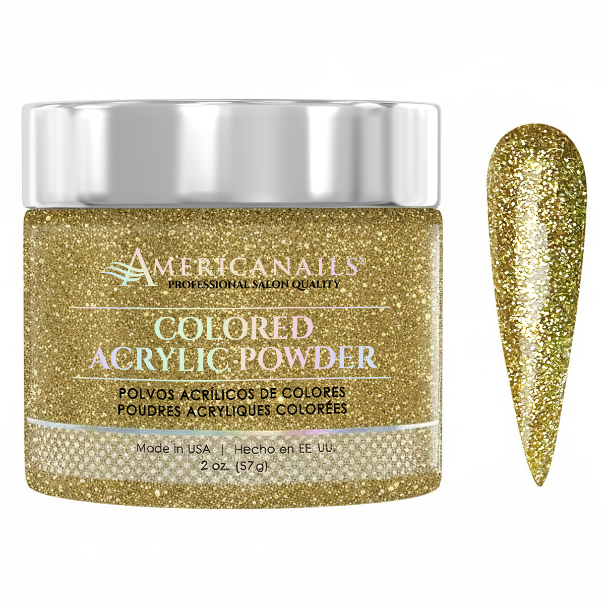 Americanails Colored Acrylic Powder | Gold Glitter 2oz