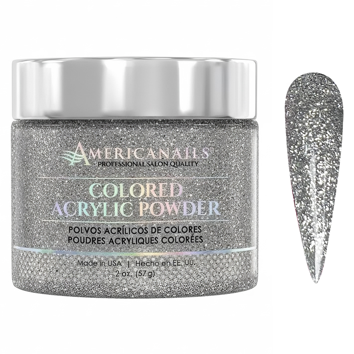 Americanails Colored Acrylic Powder | Silver Glitter 2oz