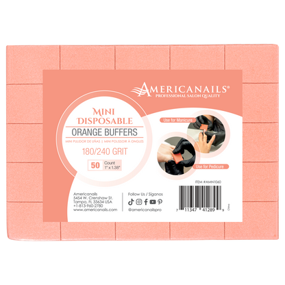 Americanails Orange Mini Buffers | 180/240 Grit Case 1500ct