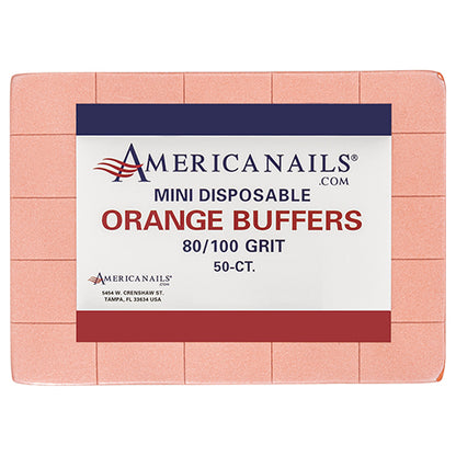 Americanails Disposable Mini Orange Buffers | 80/100 Grit 50ct
