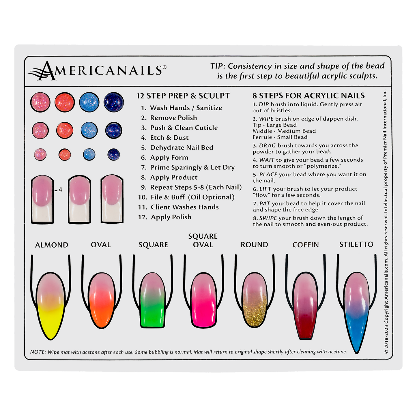 Americanails Professional Practice Hand with Acrylic Training Mat System
