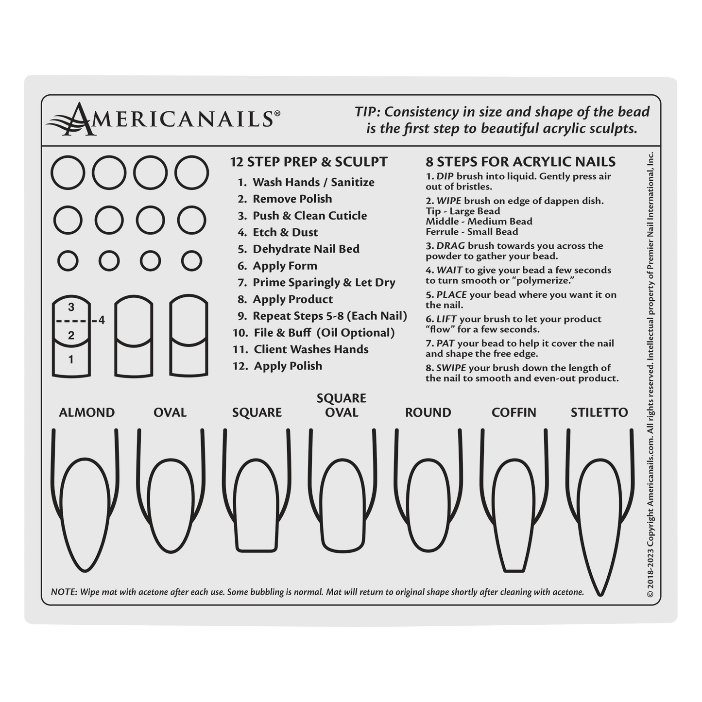 Americanails Professional Practice Hand with Acrylic Training Mat System