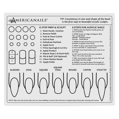 Americanails Professional Practice Hand with Acrylic Training Mat System
