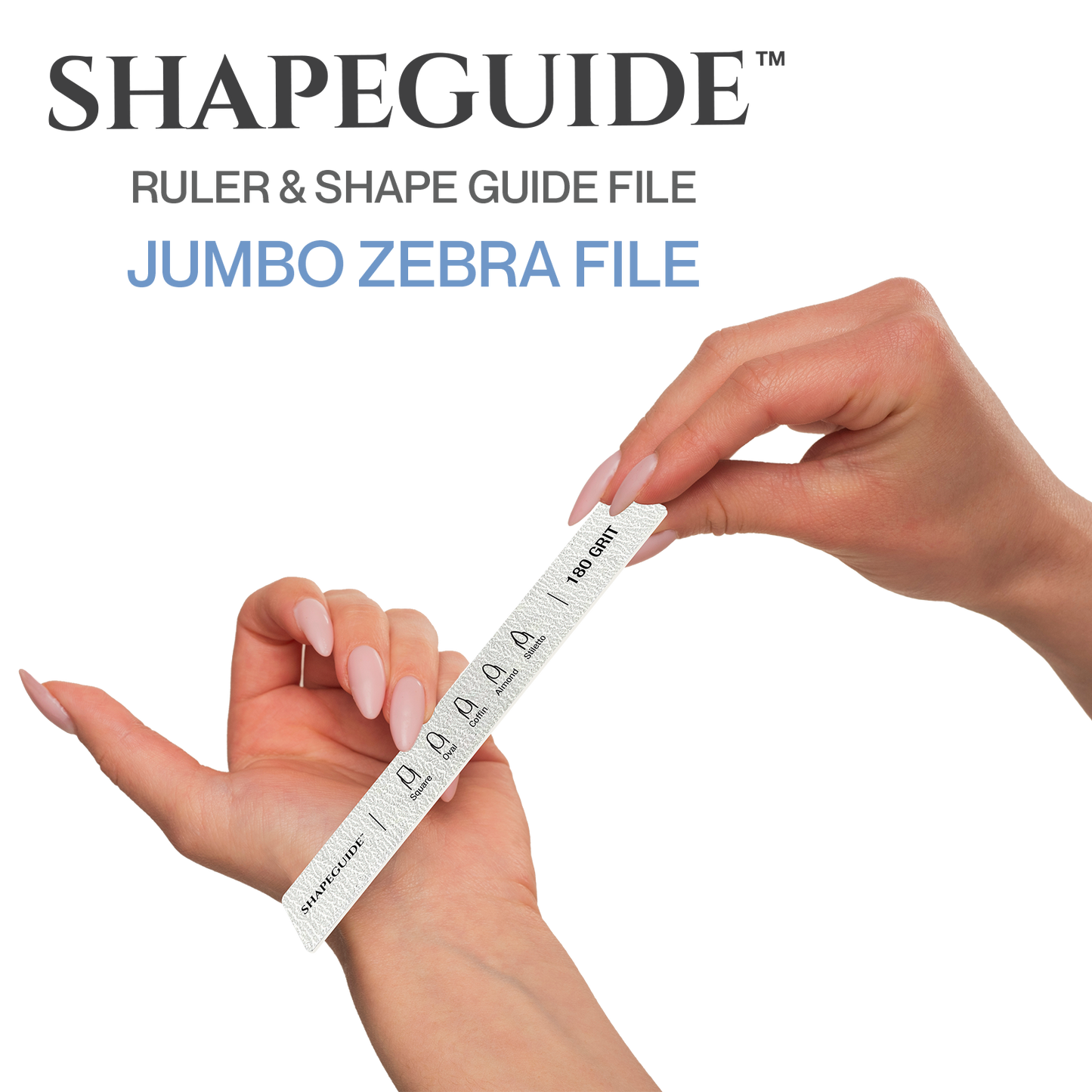 Americanails ShapeGuide™ Ruler & Shape Guide Nail File | Zebra 100/180 Grit 10ct