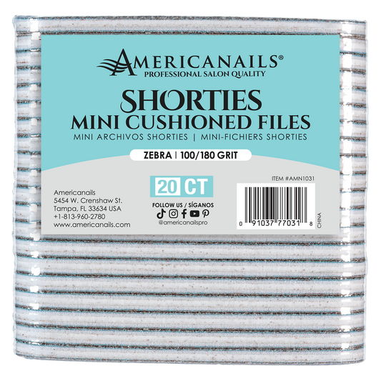 Americanails Shorties Mini Cushioned File | Zebra 100/180 20ct