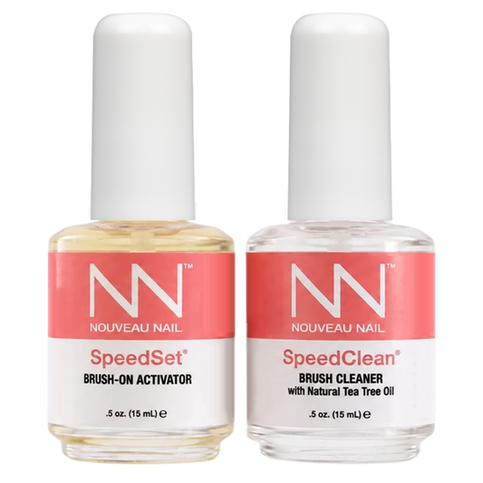 Nouveau Nail SpeedSet Brush-On Activator + Brush Cleaner .5oz Duo