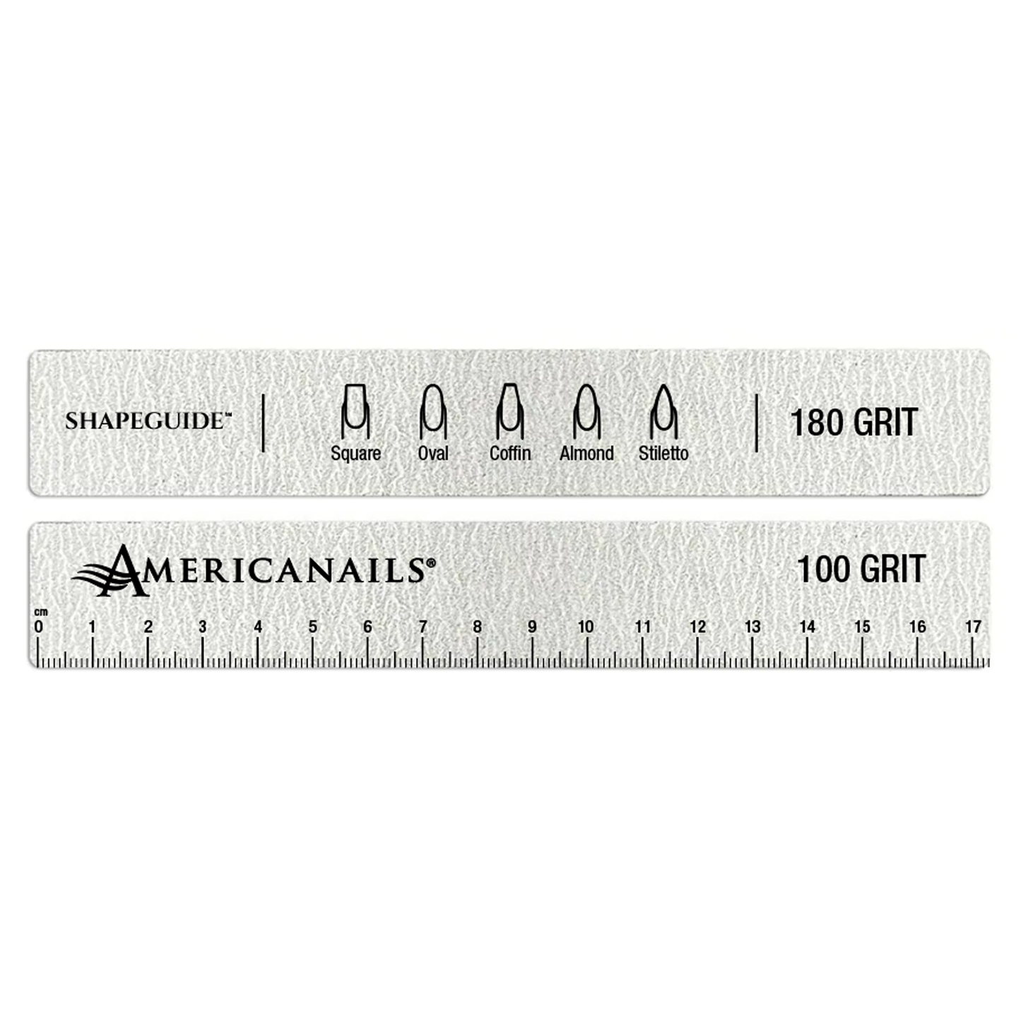 Amerianails ShapeGuide™ Ruler & Shape Guide Nail File | Zebra 100/180 Grit 10ct